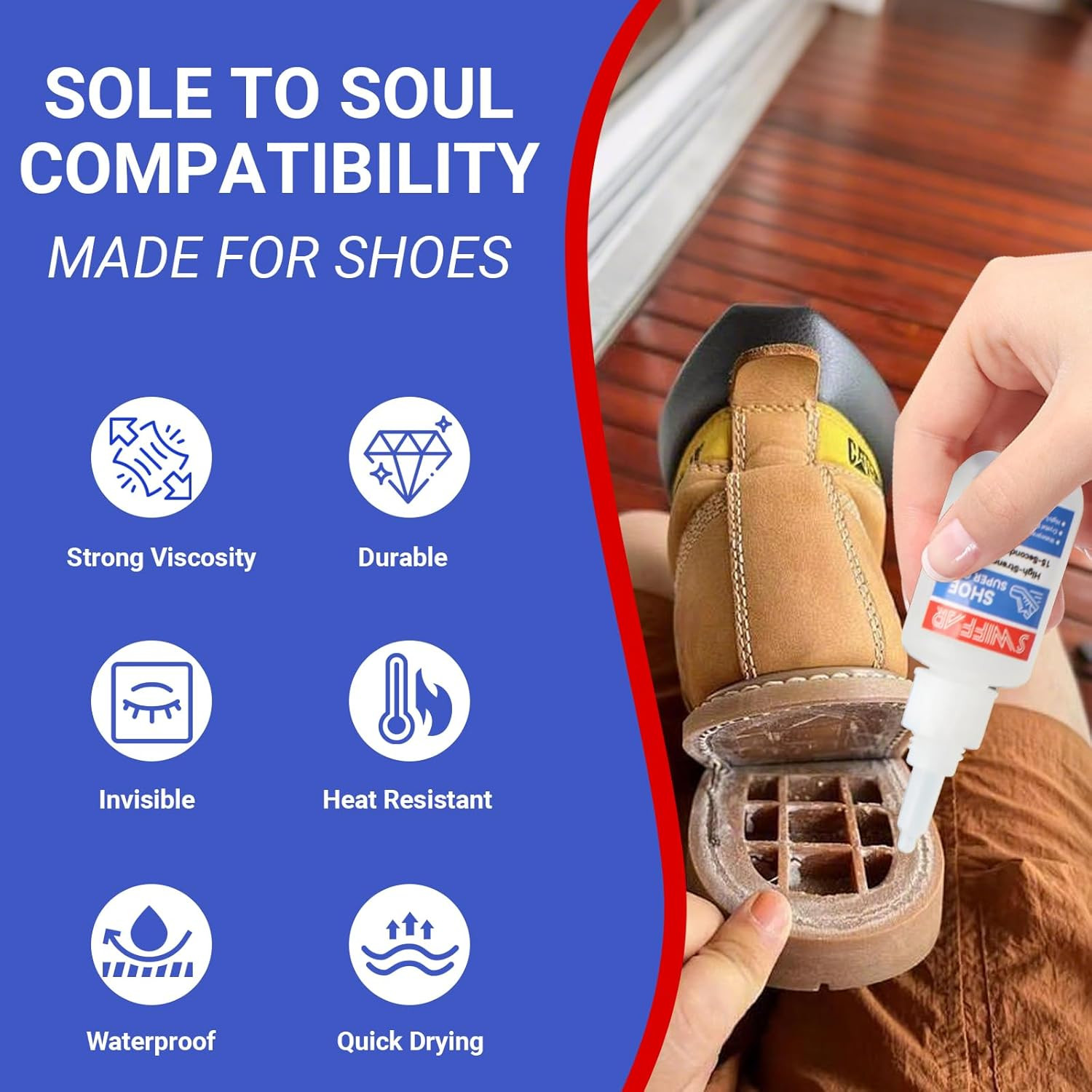 Shoe Repair Glue Waterproof Clear Adhesive Sole Fix Sneakers Boots Leather Heels