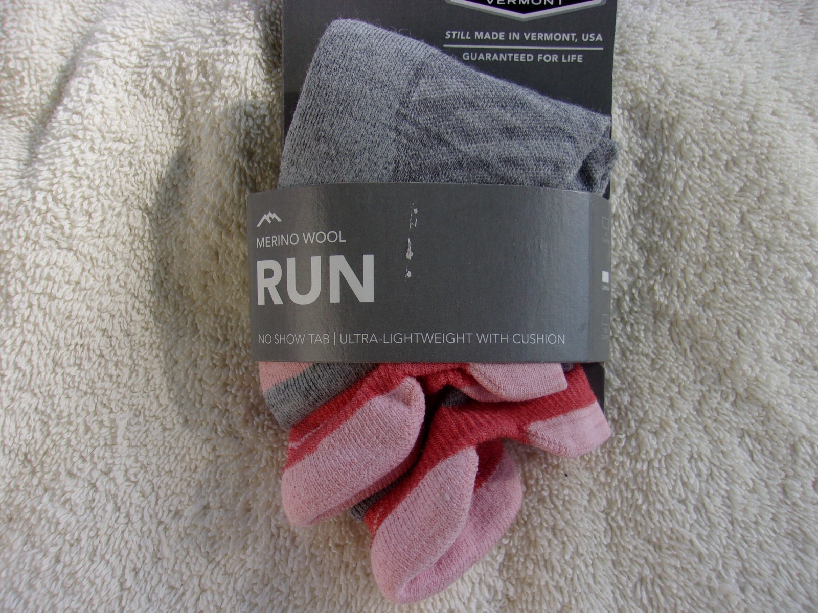 NWT Darn Tough socks, women’s M (7.5-9.5), gray & pink, No show tab, wool blend