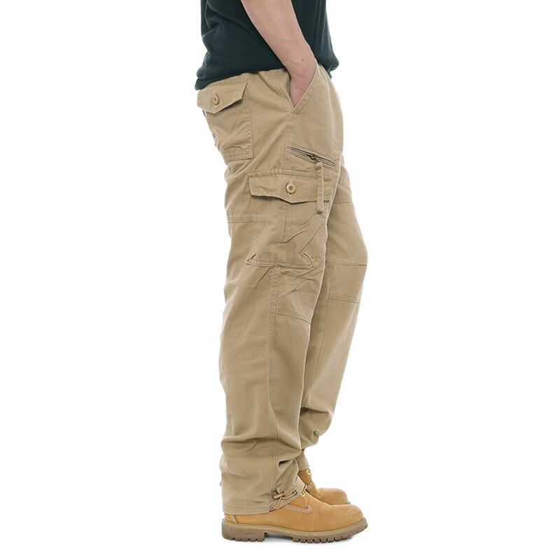 New Mens Cargo Combat Work Trousers Pockets Cotton Loose Machine Washable Pants