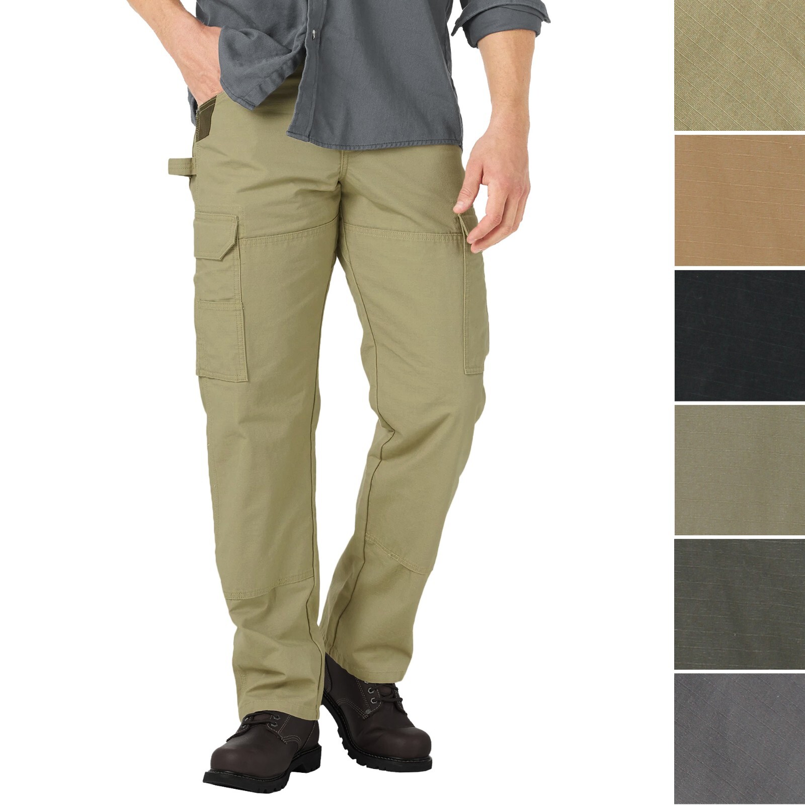 Wrangler Men’s Cargo Workwear Ranger Pant in Loden, Rip-Stop, 8-Utility Pockets