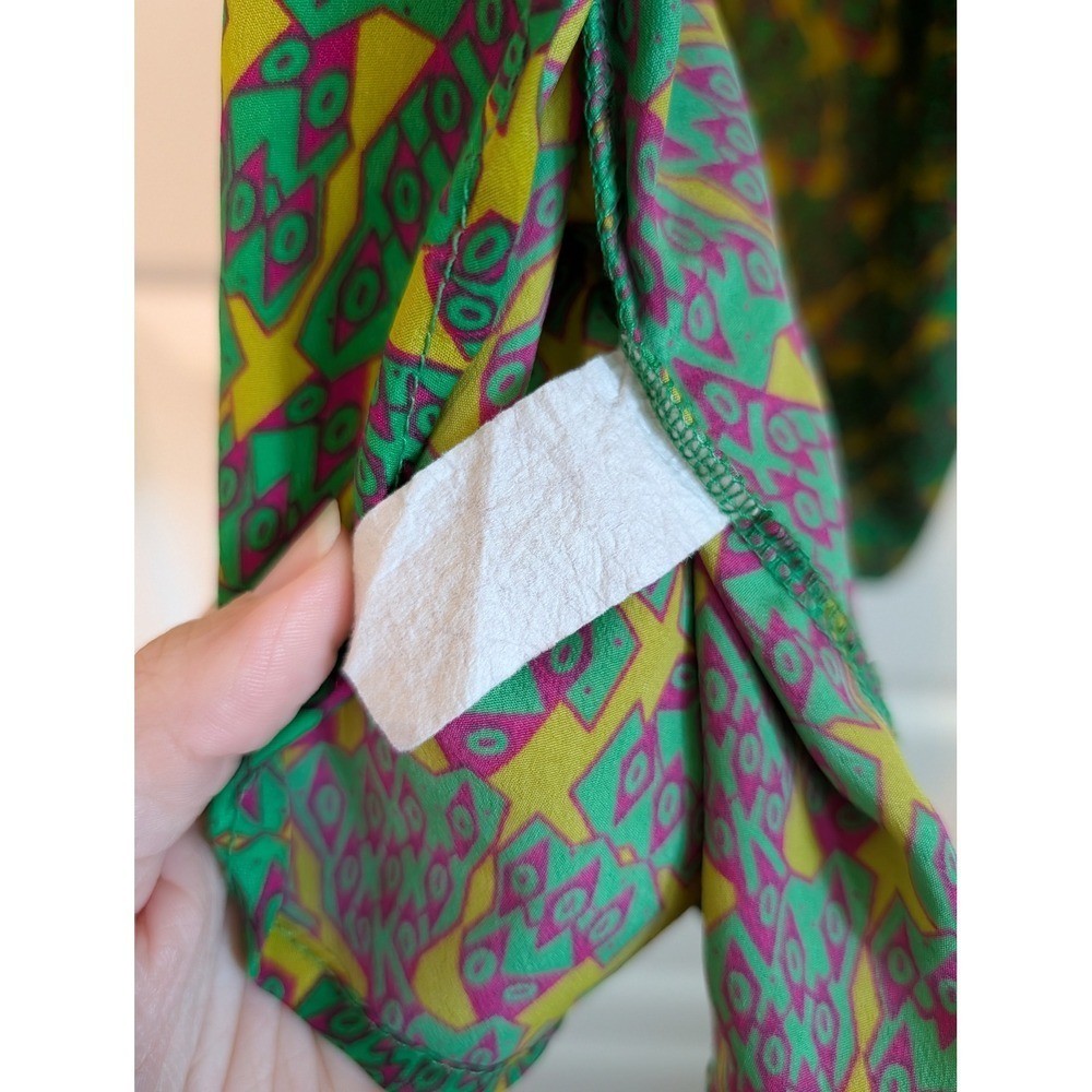 Entro Geometric Print Racerback Tulip Back Camisole Tank Top Green Yellow Purple