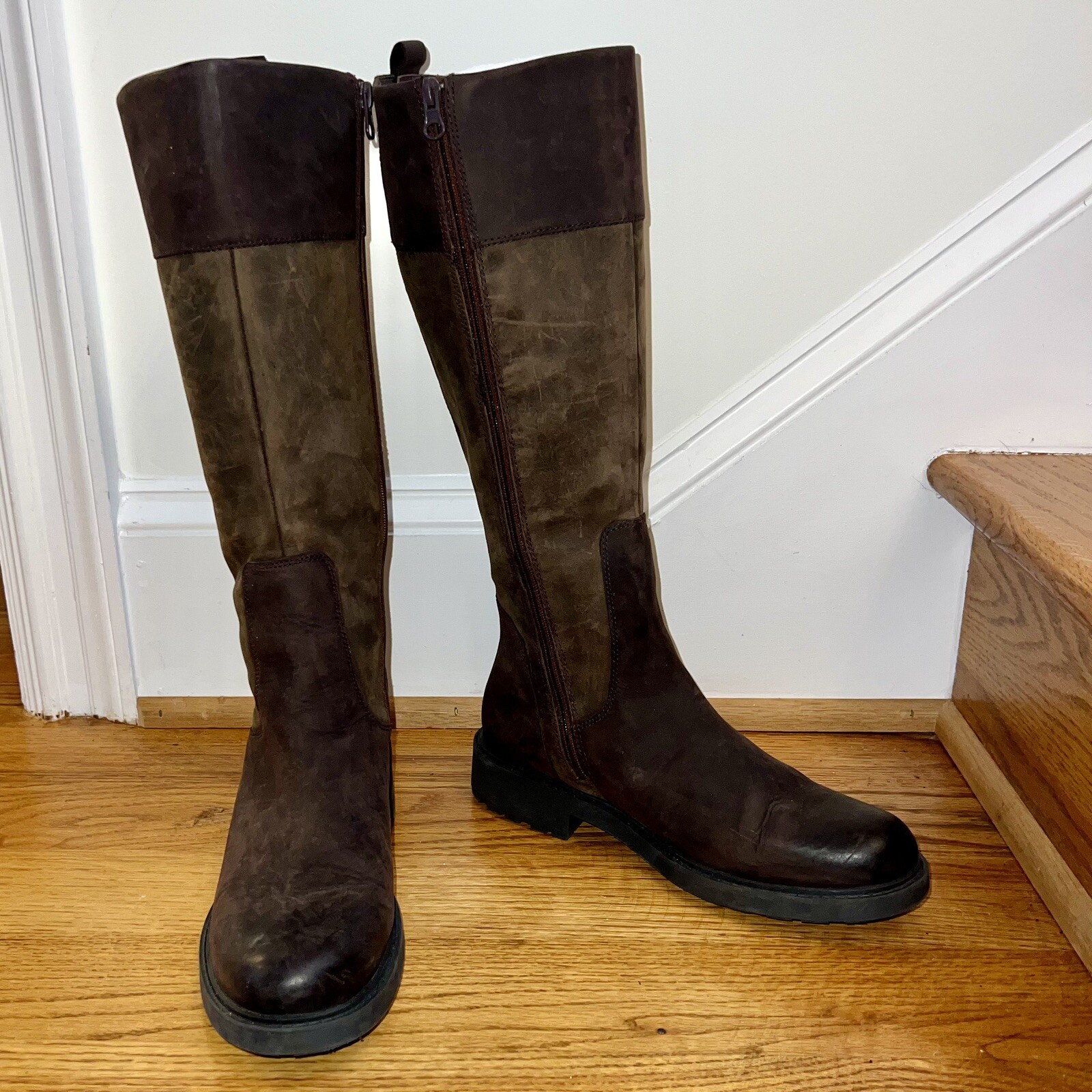 Clarks Leather Boots 9.5 Dk Brown oiled Nubuck Zipper Riding Orinoco2 Horse