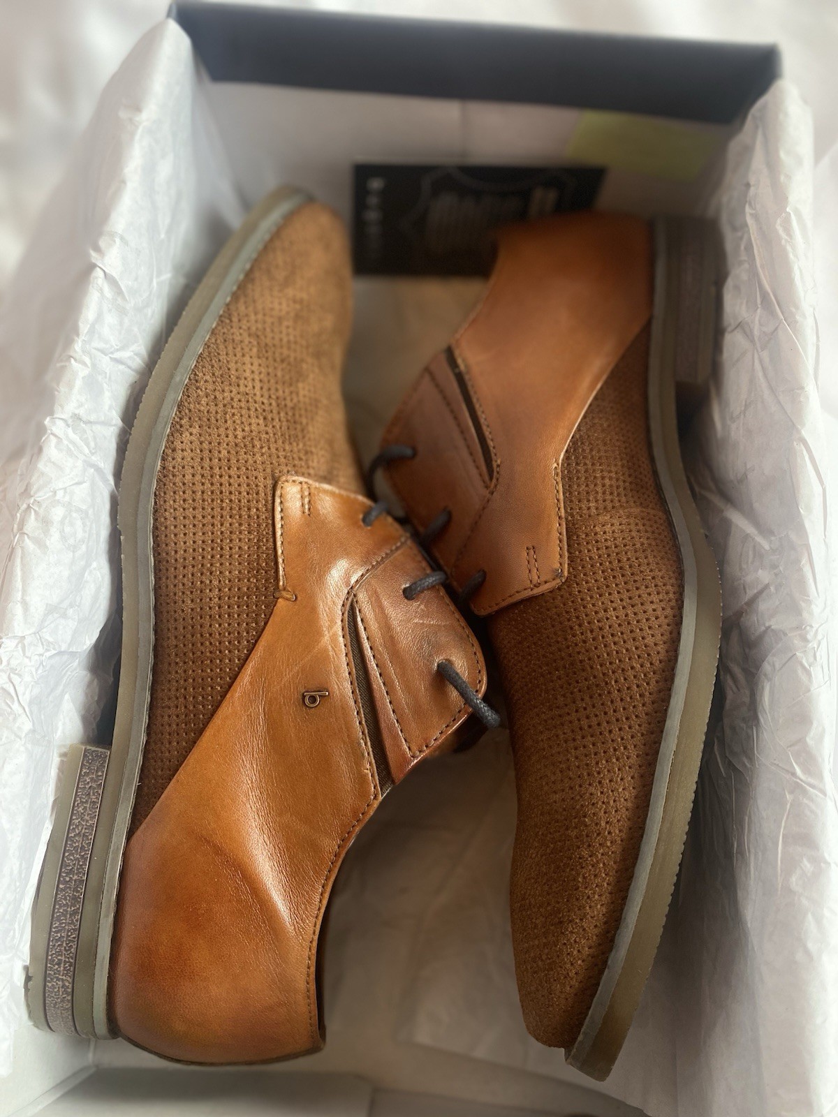 Bugatti Menello Mens Leather Dress Shoes 42 US 9 Cognac Brown Oxford Derby NIB