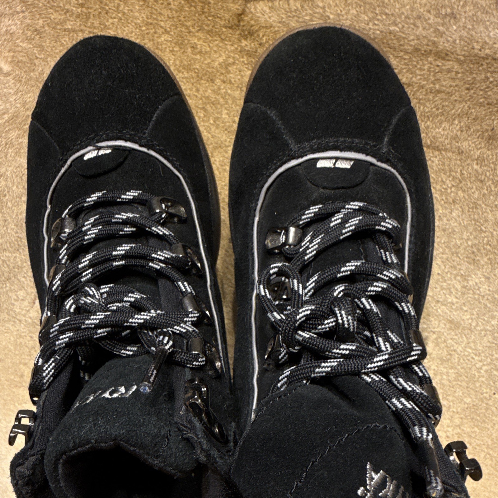 Ryka Terrain Hiking Ankle Boots Black Suede Leather US 7.5W Waterproof Lace Up