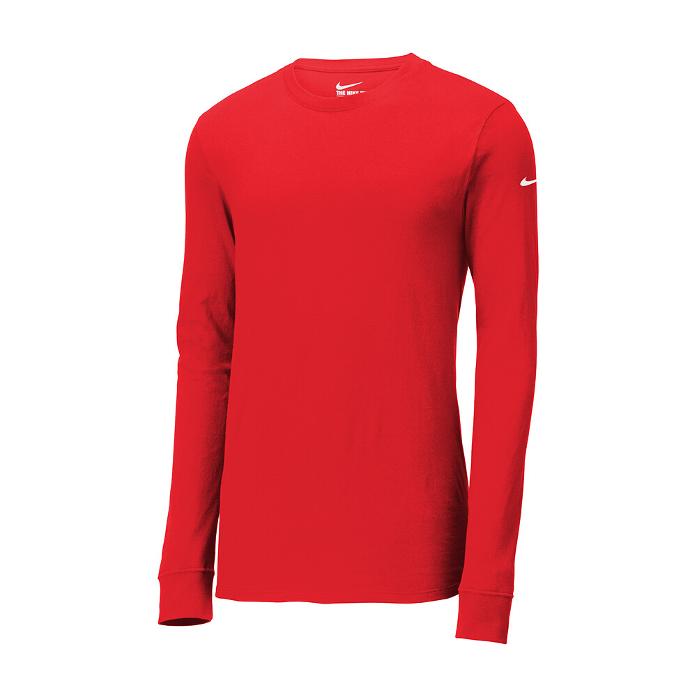 Nike Men’s Size S-4XL Dri-FIT Cotton/Poly Long Sleeve Tee Athletic Swoosh Shirt