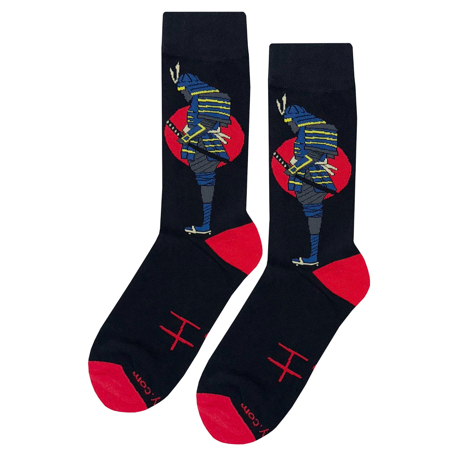NWT Samurai Dress Socks Novelty Men 8-12 Black Crazy Fun Sockfly