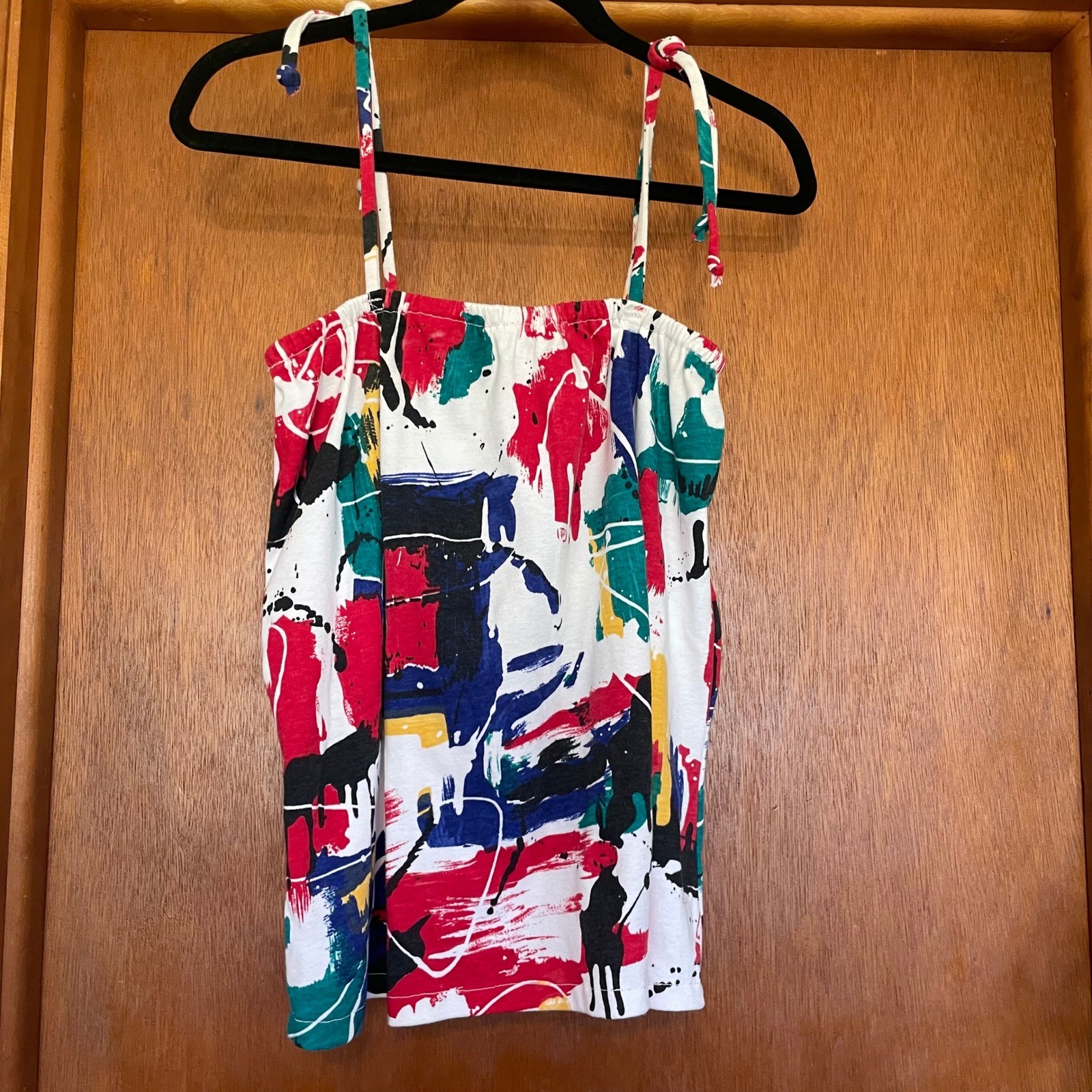 VTG 80s-90s Cami Tank Top Lot Paint Splatter Memphis Geometric Triangles Retro