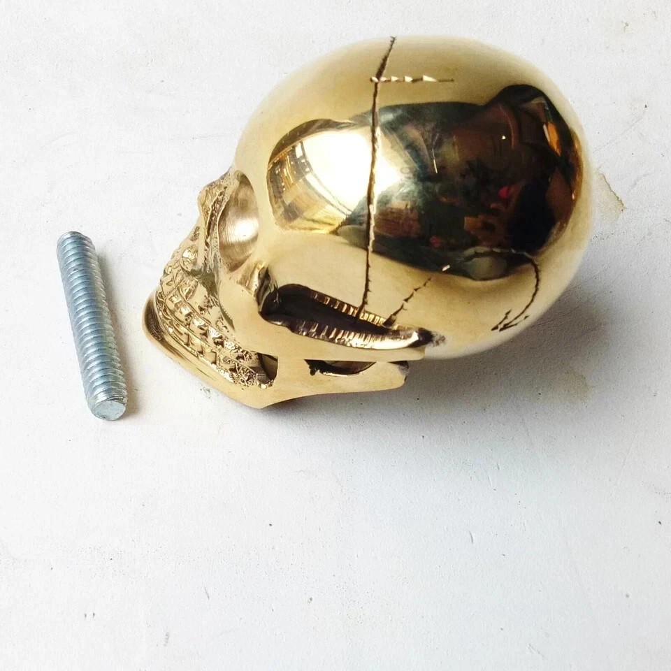 Cane Heavy Brass Victorian Skull head Handle for Shaft Walking Stick Cane