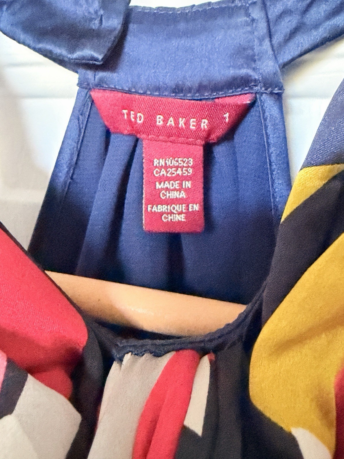 TED BAKER 100% Silk Womens Halter Bow Blue Dress Size 1 US 2-4