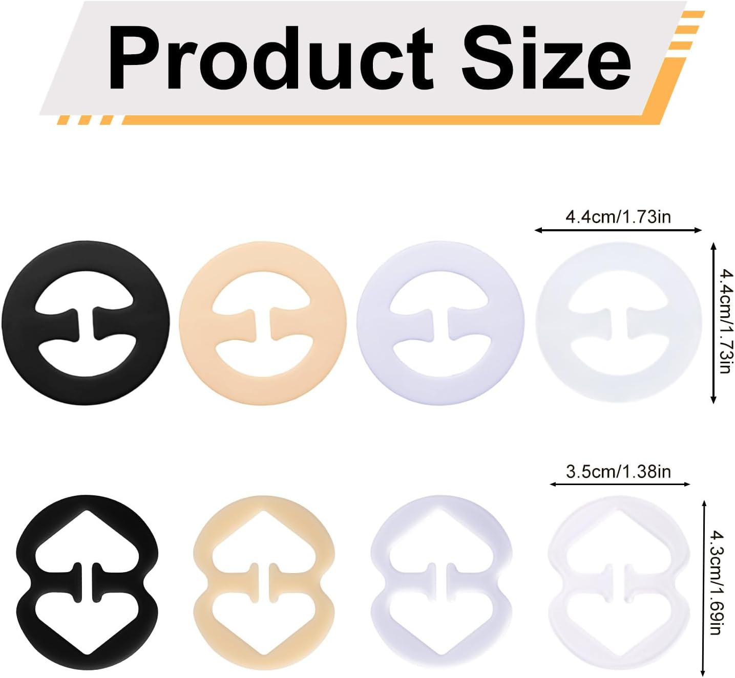 8Pcs Bra Strap Clips, 4 Colors & 2 Styles Bra Strap Holder to Racerback Clips fo