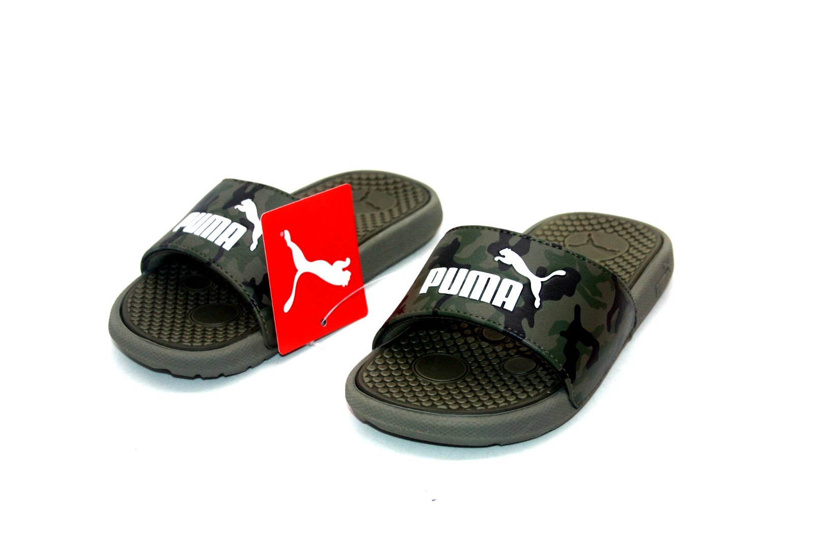 PUMA COOL CAT CAMO BX PS SLIDE SANSDAL 382626-01 DARK OLIVE /WHITE LITTLE KIDS