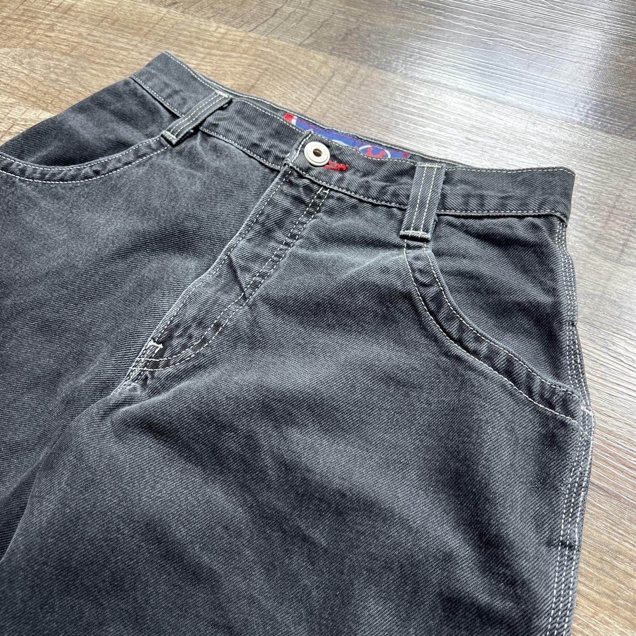 Vintage 90s Jnco Faded Black & White Stitching Spellout Carpenter Jeans 29×30