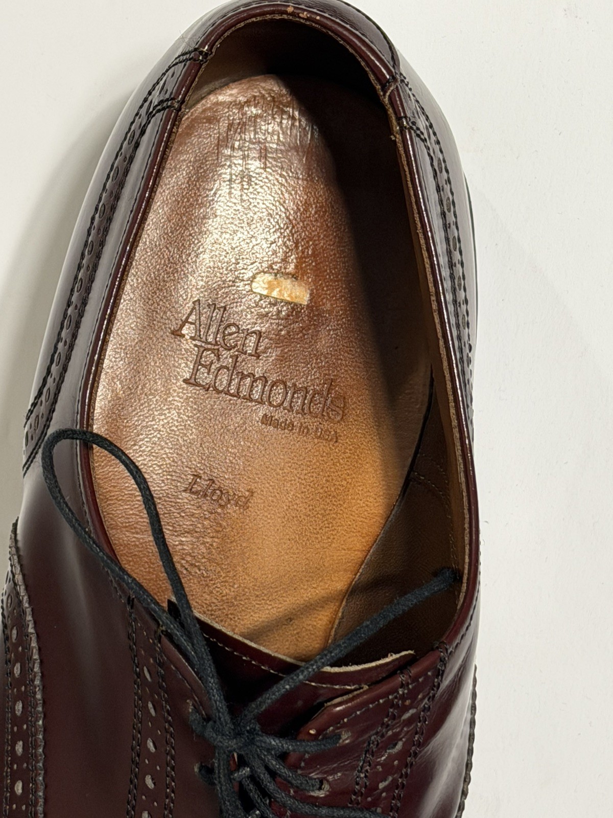 Allen Edmonds Lloyd Men’s Burgundy Oxblood Leather Wingtip Oxford Size 12D