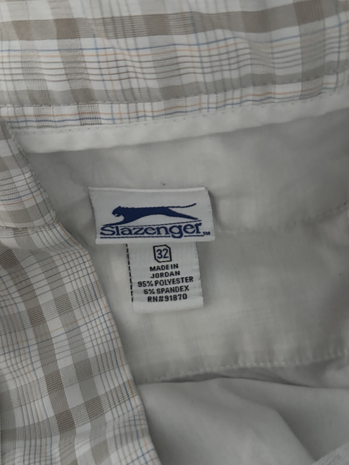 Slazenger Men’s Plaid Chino Shorts Flat Front Stretch Zip Slash Pockets