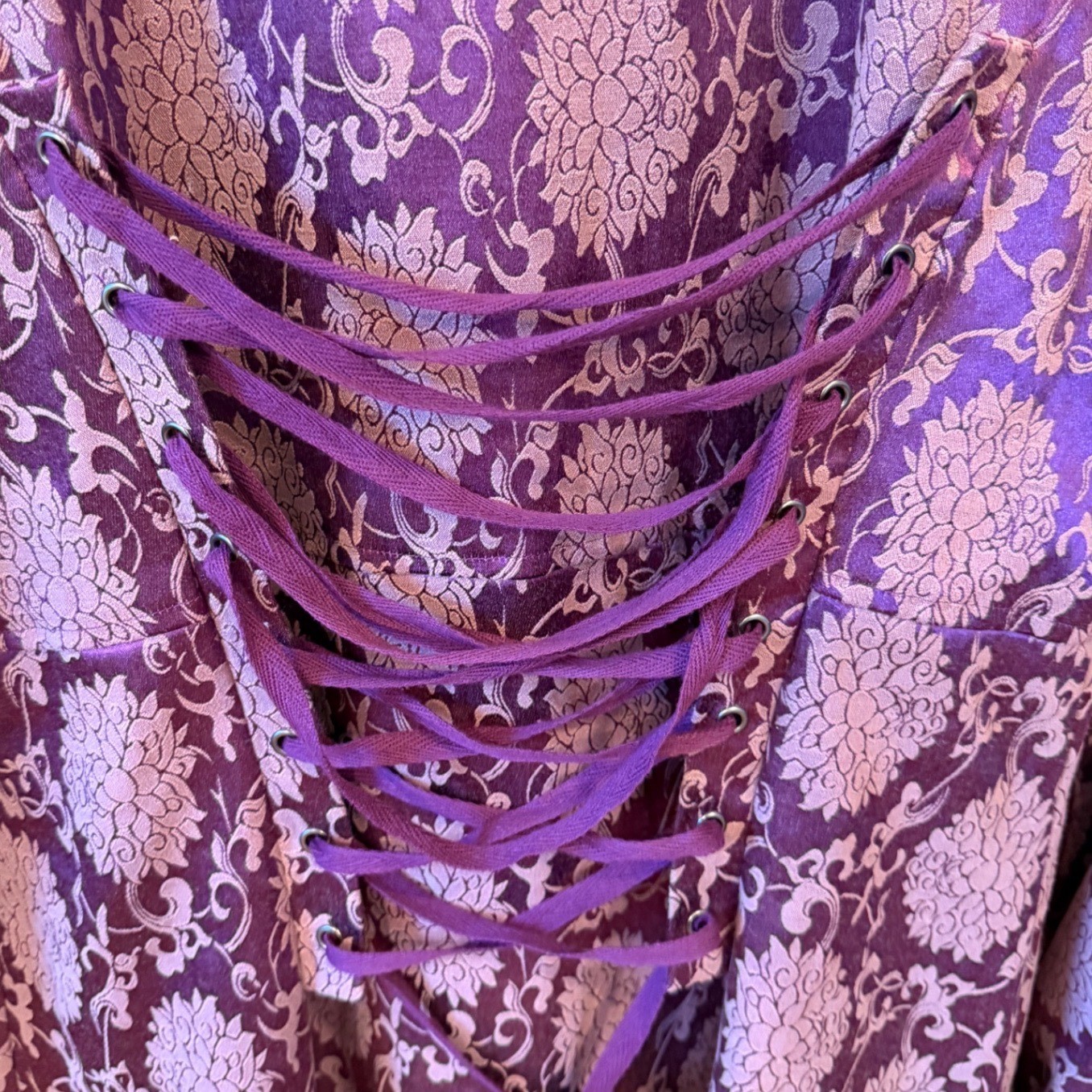 NWT Victorian Steam Purple Floral Brocade Corset Back Steampunk Gothic Coat 14