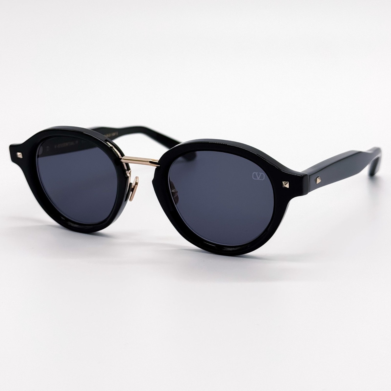 NEW VALENTINO SUNGLASSES VLS-132A BLACK/GRAY MEN ROUND EYEWEAR