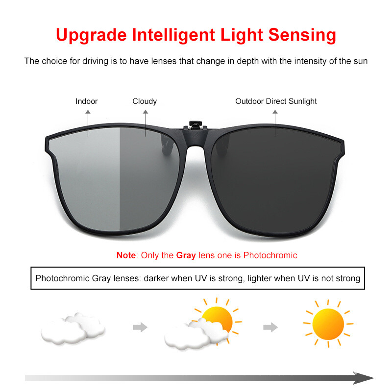 Polarized Clip-on Sunglasses Anti-Glare UV Protection Square Clip On Sun Glasses