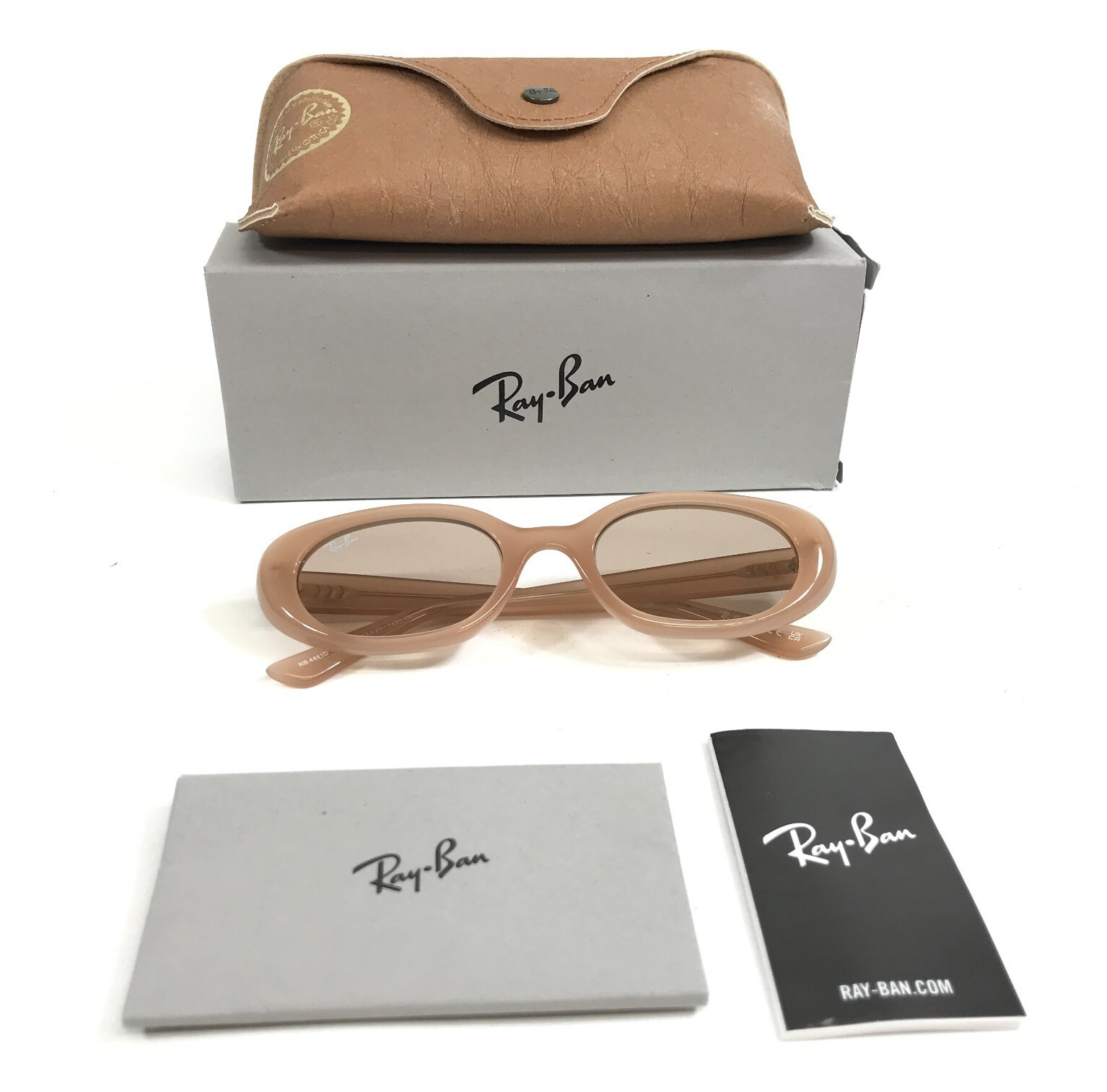 Ray-Ban Sunglasses RB4441D 678793 Opal Beige Oval Frames with Light Brown Lenses