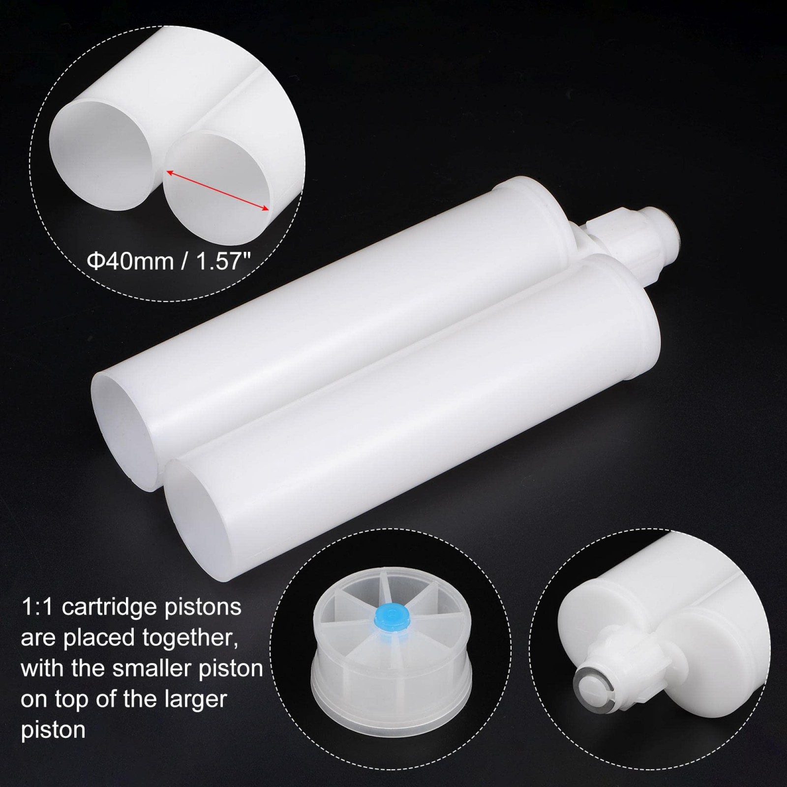 uxcell 2Pcs Epoxy Gun Adhesive Cartridge, Plastic Resin Mixer Dual Glue White