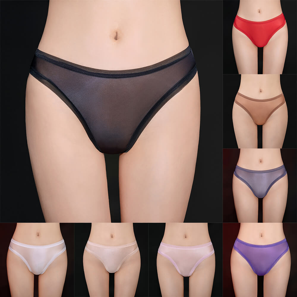 4 Pack Lot Women Sheer See-through Briefs Panties Underwear High Cut Lingeries