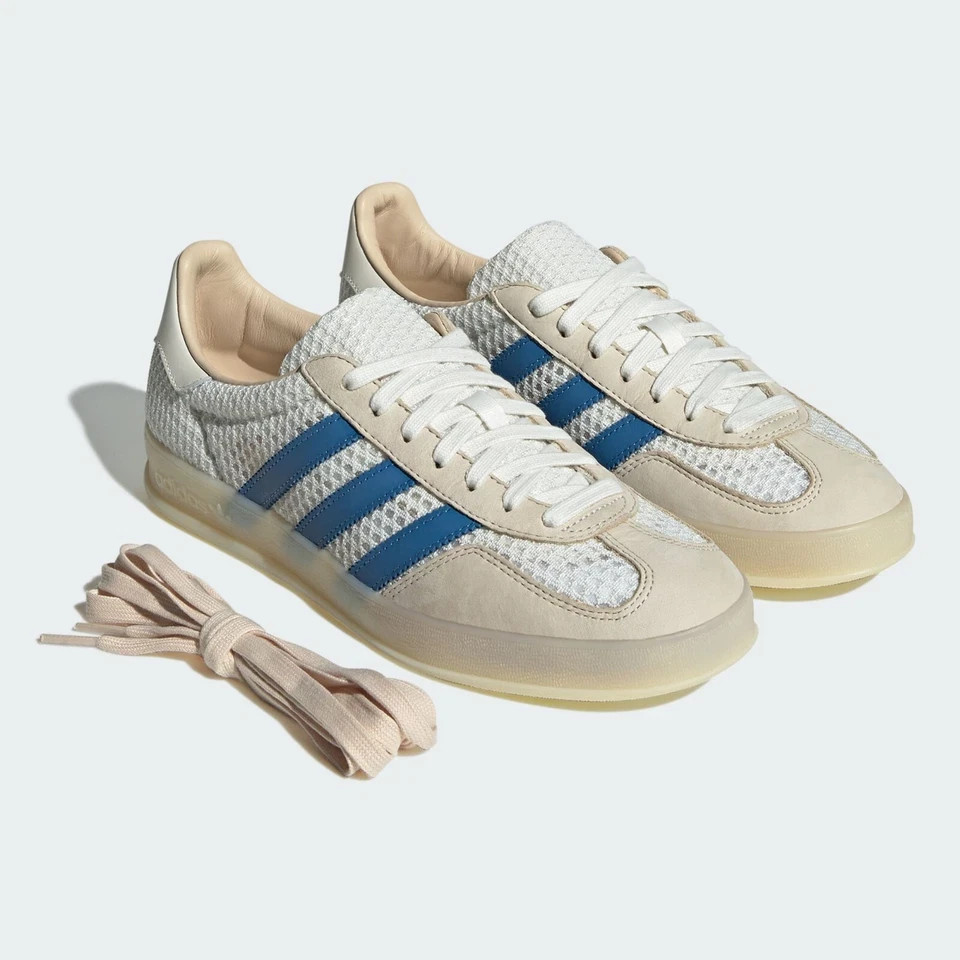 adidas Originals Gazelle Indoor Shoes Off White Focus Blue Sneakers Mens JH5419