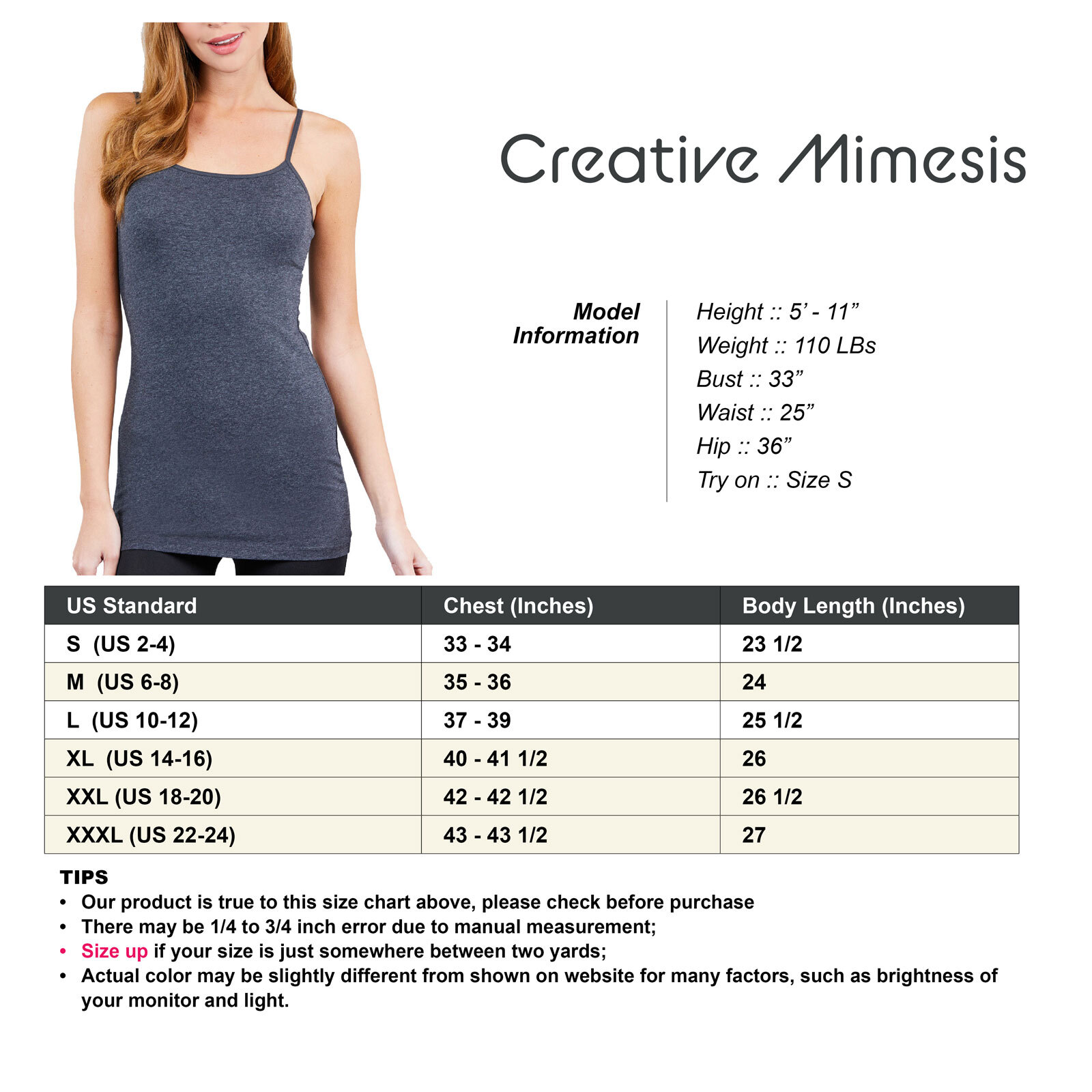 [4 pack] Women Long Camisole Tank Tops Cotton Basic Cami Tops W/ Straps S ~ 3XL