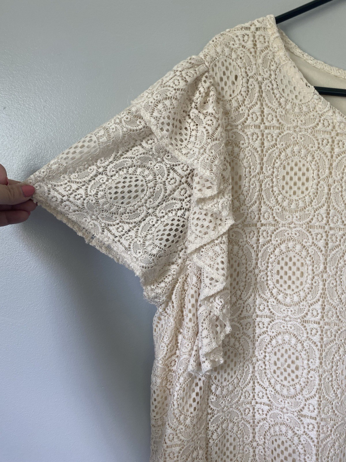 Kaktus Womens Cream Lace Blouse XXL Lined Coquette Soft Romantic Elegant Boho