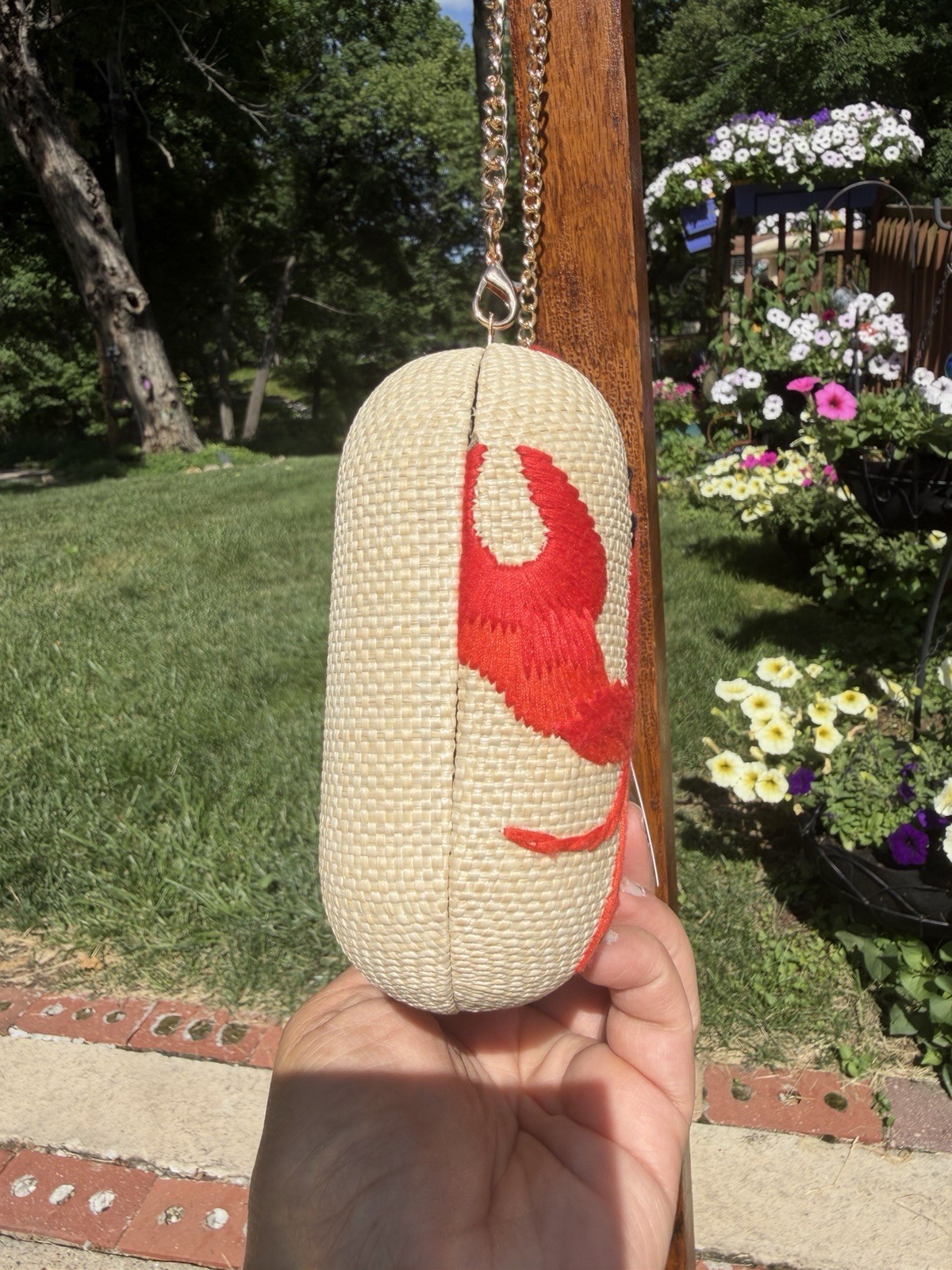 NWT Tommy Bahama Embroidered Crab Clutch Bag Purse w/ Rhinestoned Crab Hair Clip