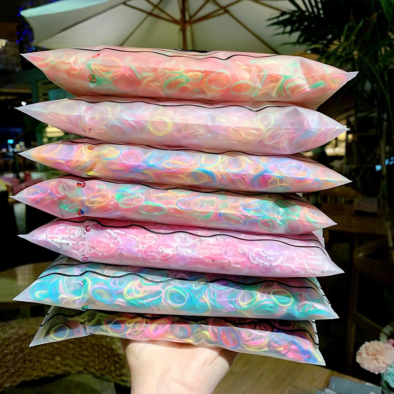 1000 Random Pack Girls Colorful Small Rubber Bands Gum Ponytail Hold New