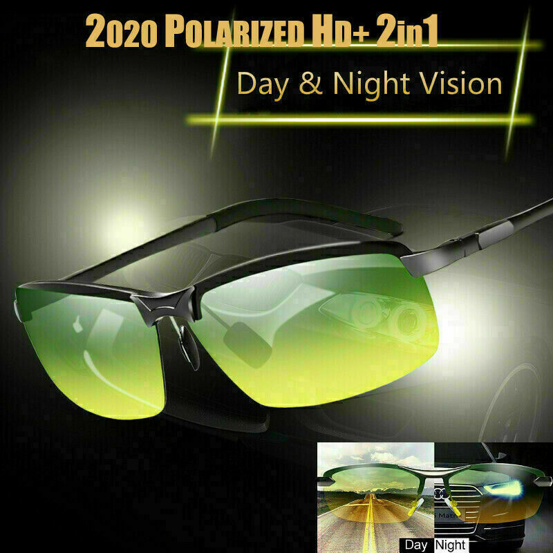 Tac HD Polarized Day & Night Vision glasses Men Driving Pilot Aviator sunglasses
