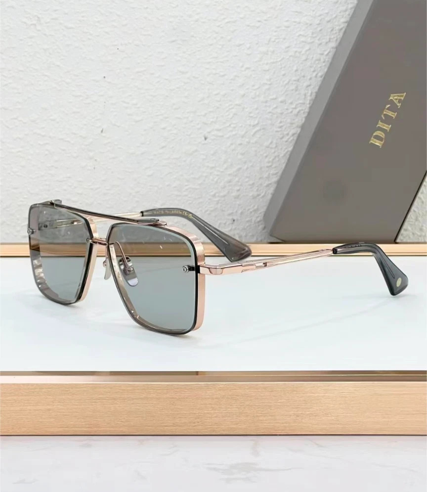 DITA MACH-SIX DTS121 Sunglasses Gold/Light Gray 62-12-130mm With Case New