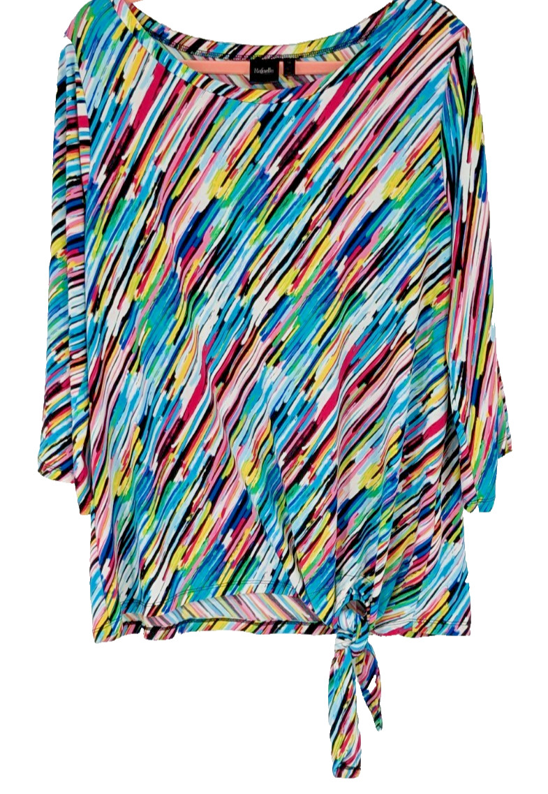 RAFAELLA Plus Top SIZE 1X Bright Stripe-Side Tie-Appears Unworn-Great