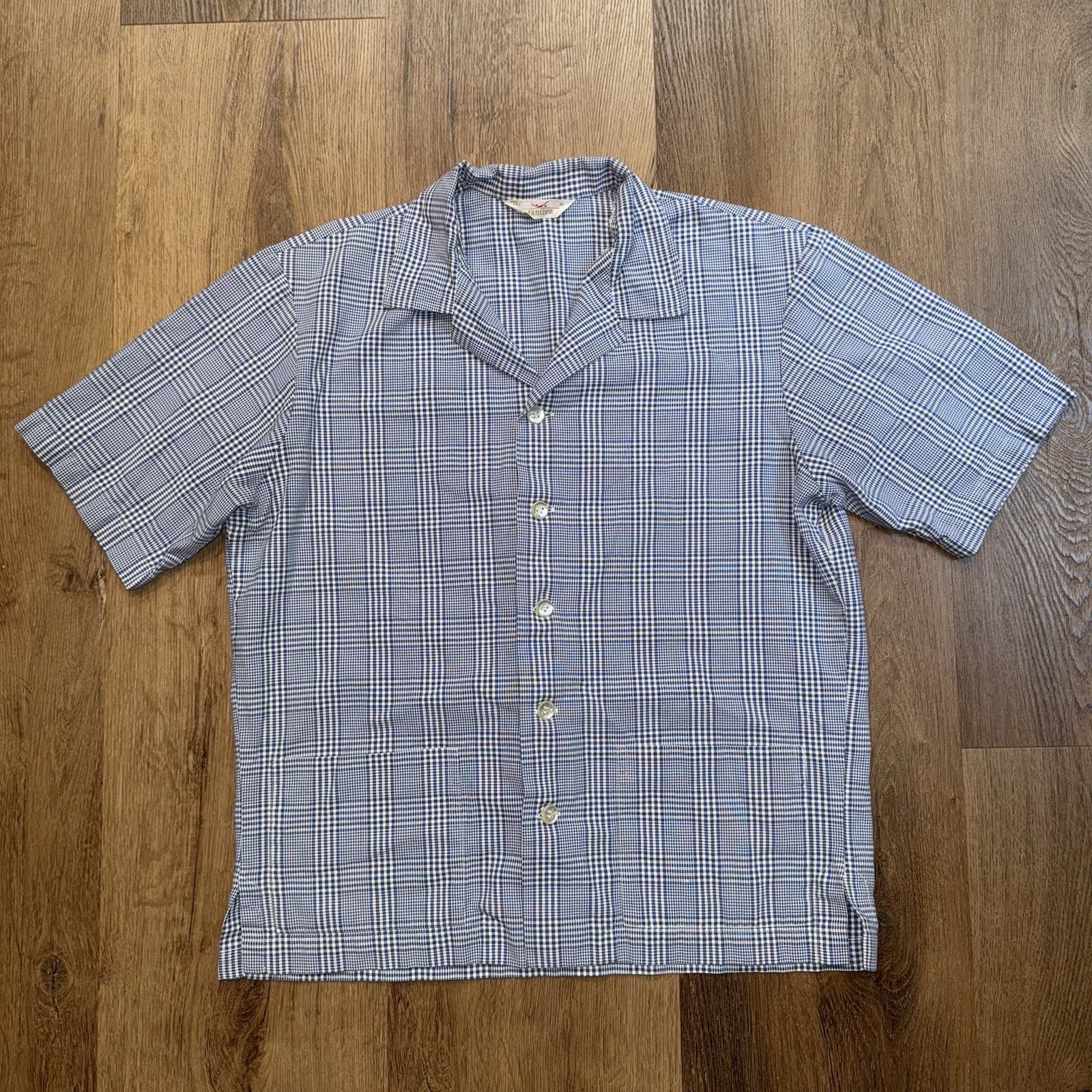 Vtg 50s 60s Jantzen Shirt Mens Medium Tunic Button Up MCM Rockabilly Atomic USA