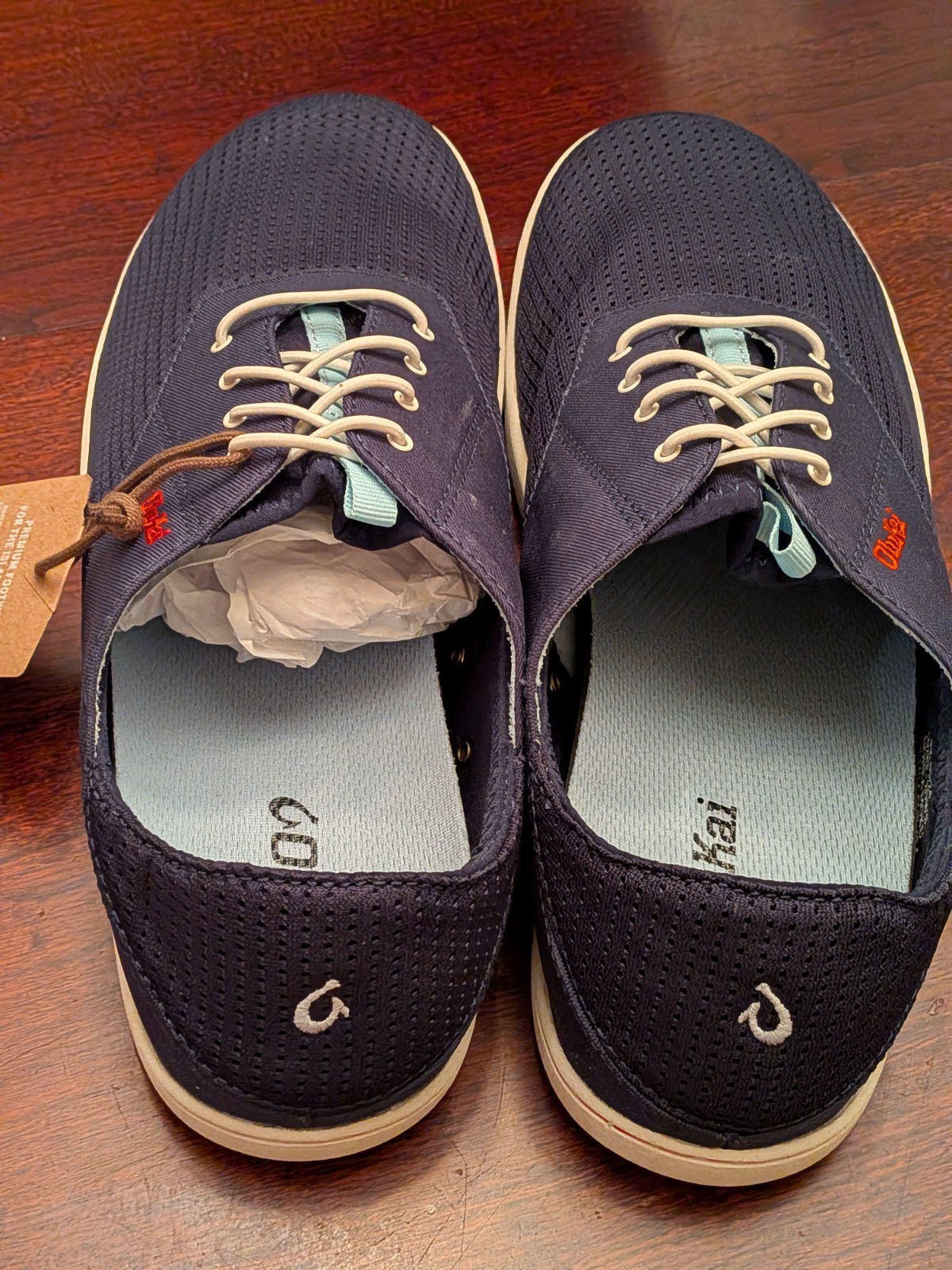 OluKai Nohea Moku Mens Navy Blue Mesh Slip On Lace Up Sneakers Shoes Size 9.5 M