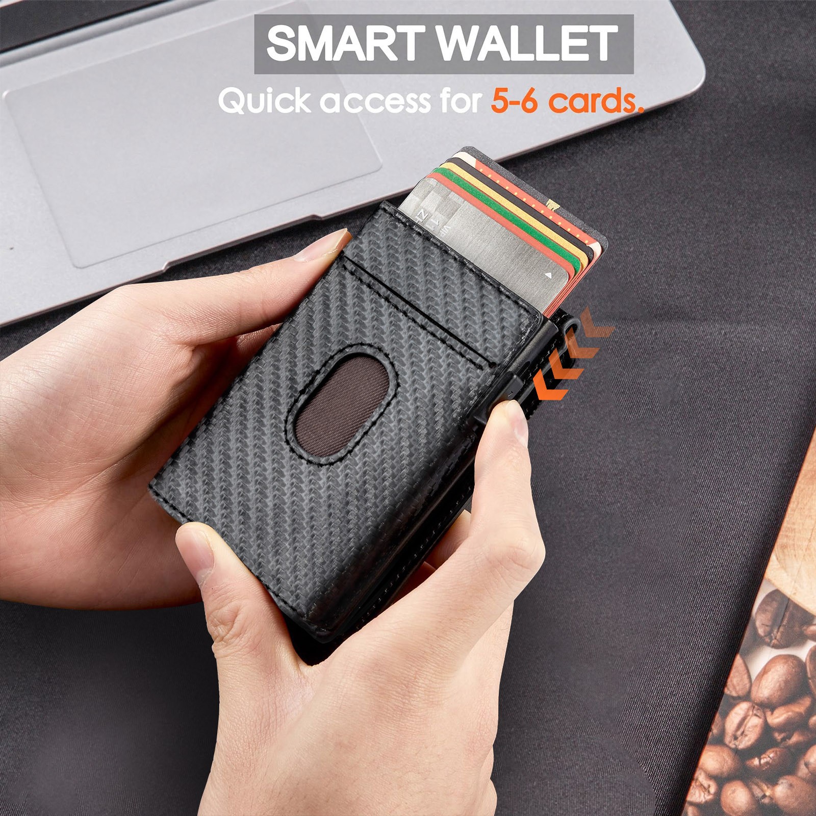 Wallet for Men – Slim Minimalist Mens Wallet Pop Up Card Holder with Money Clip