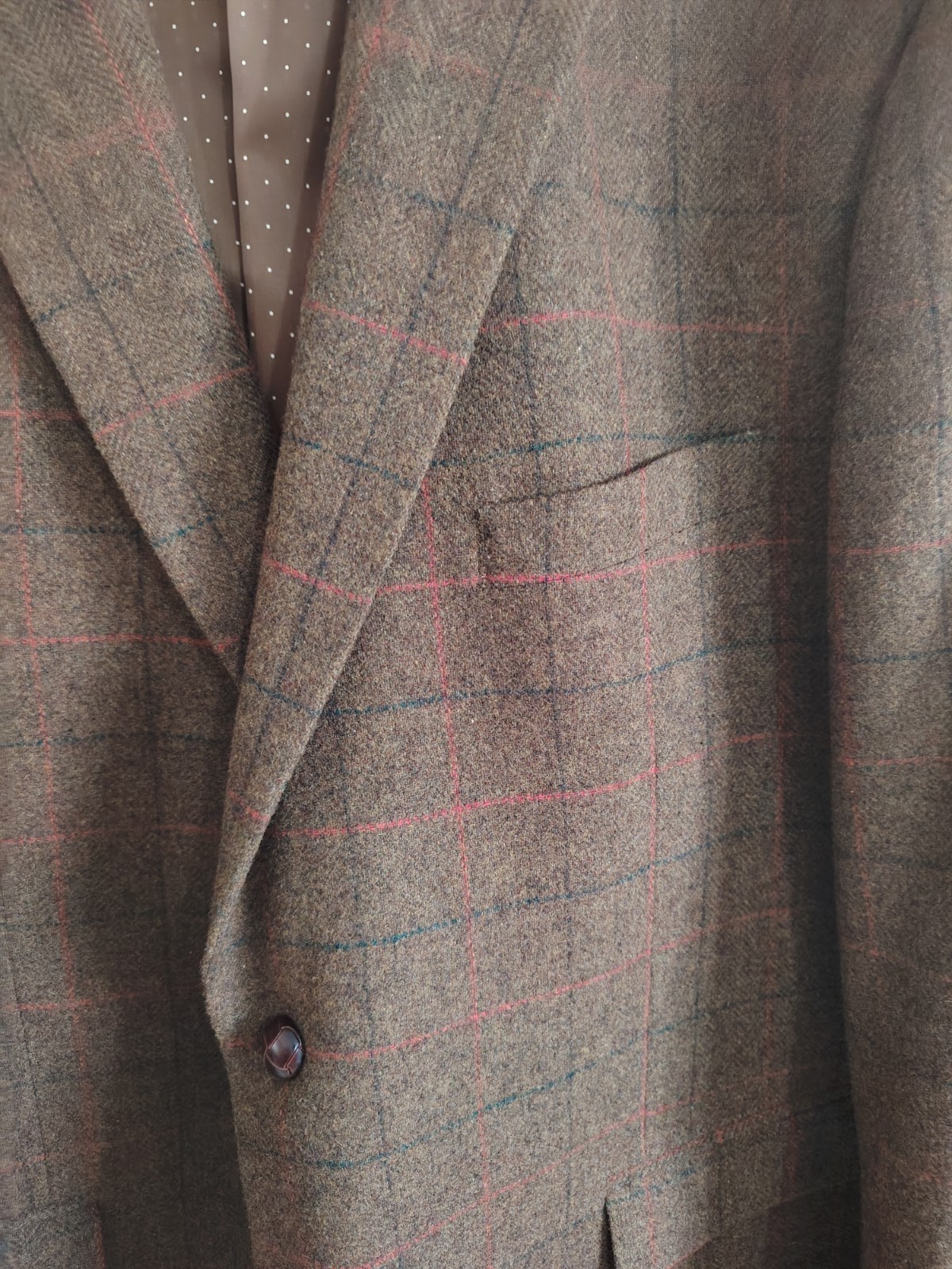 Men’s SKOPES Montrose Tweed Wool Blend Brown Check Blazer Jacket Country 50S