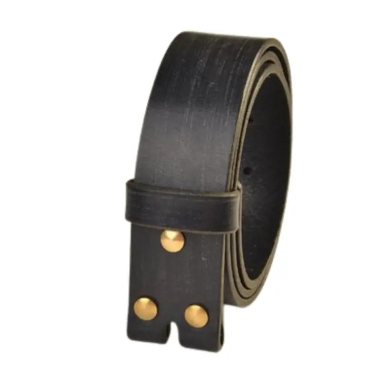 Horsehide Leather Strap Full Grain No Buckle Mens Casual Belt 3.8cm Width