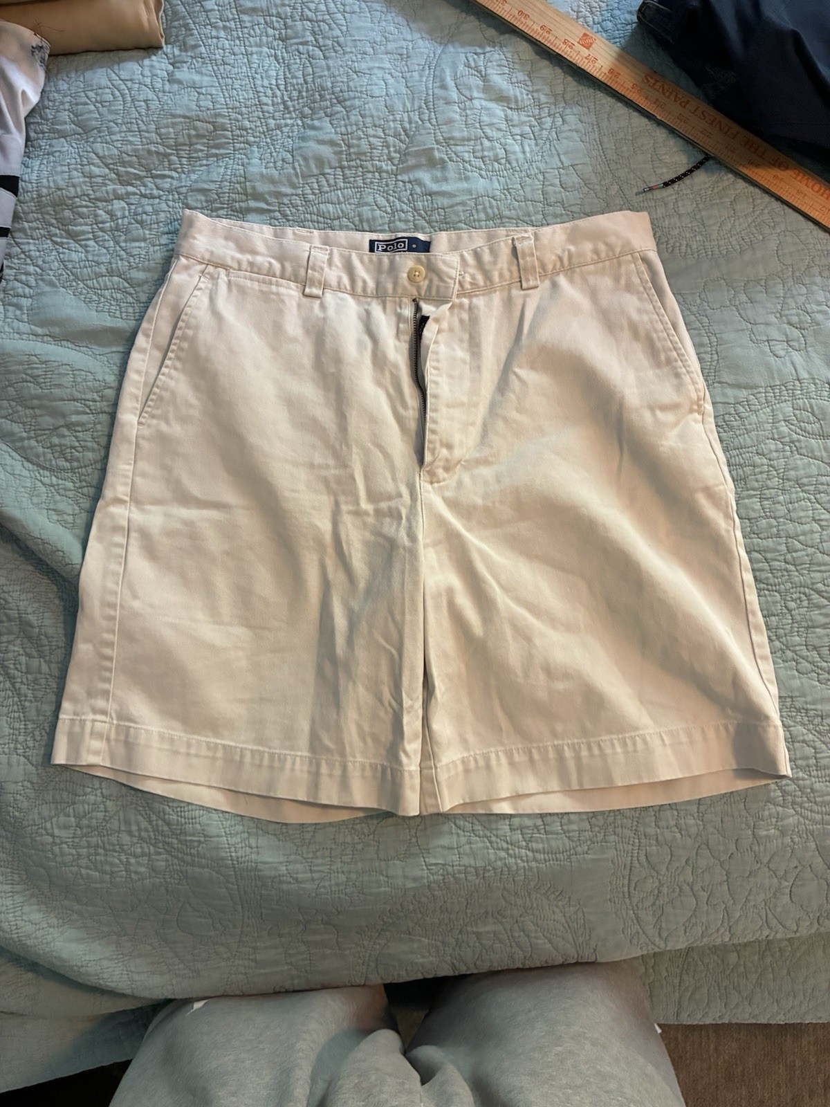 Vintage Polo Ralph Lauren Pleated Chino Shorts Mens 34 Beige Khaki Cotton 90s