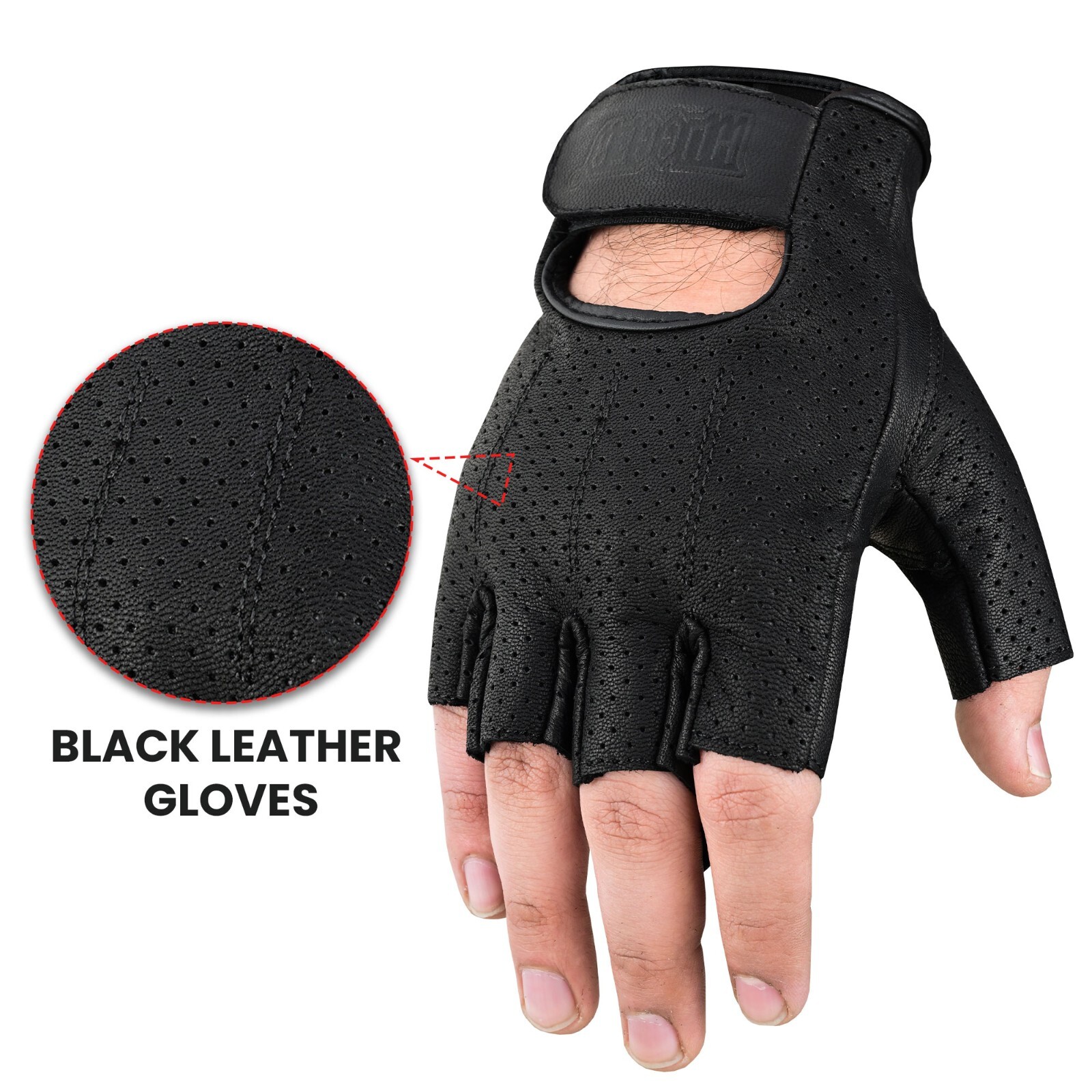 HUGGER Weatherlite Fingerless Motorcycle Gloves Gel Padded Palm Summer Riding