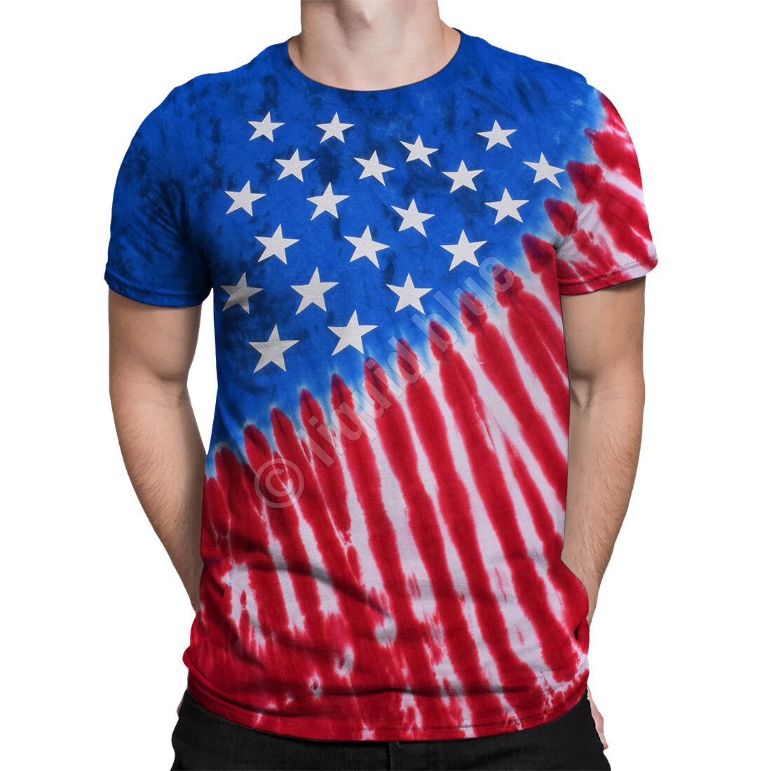 Patriotic Stars and Stripes Pride American Flag USA Mens Tie Dye T Shirt 11104
