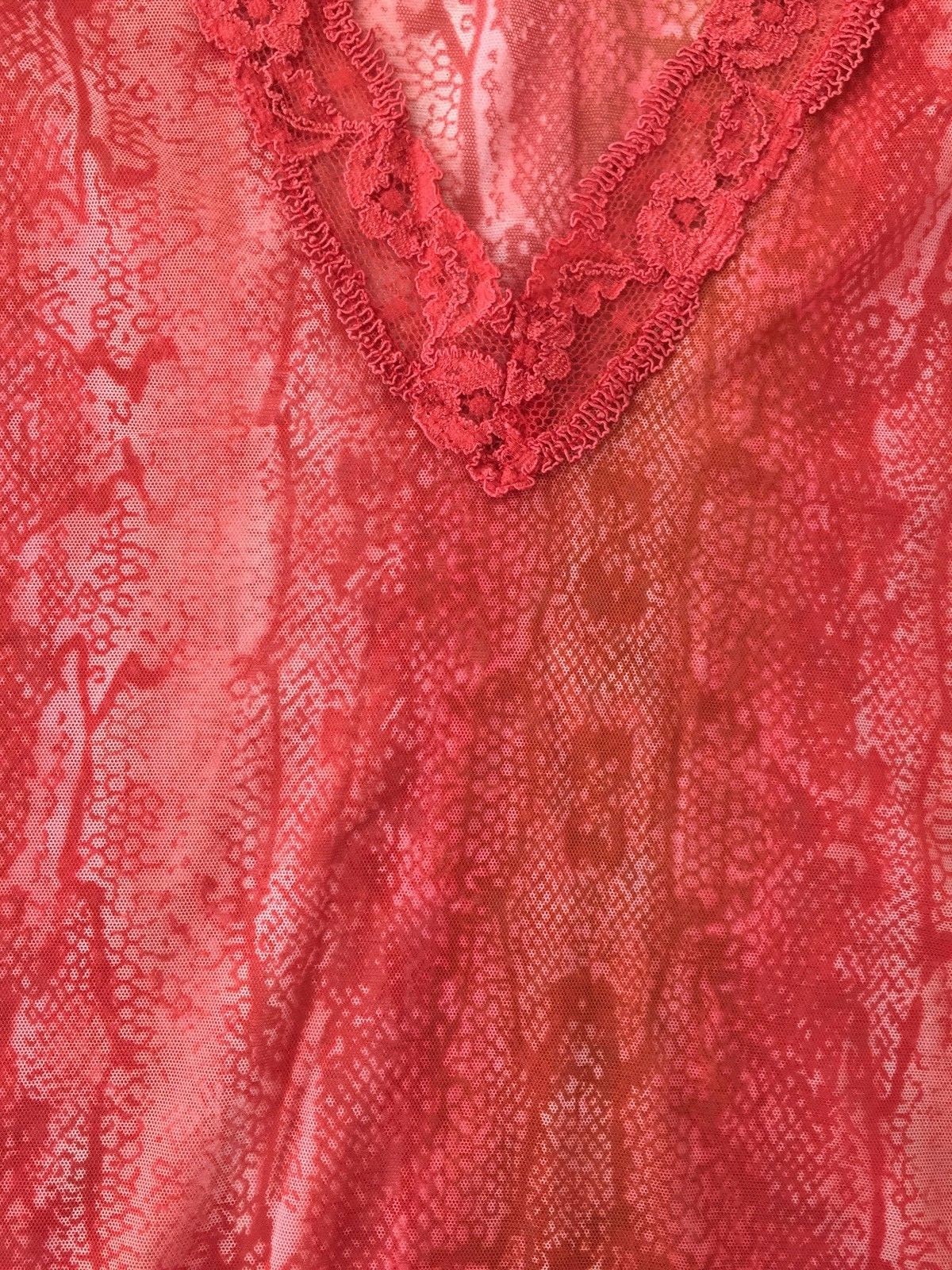 Victoria’s Secret V-Neck Top Semi-Sheer Tea Rose Animal Print Size M