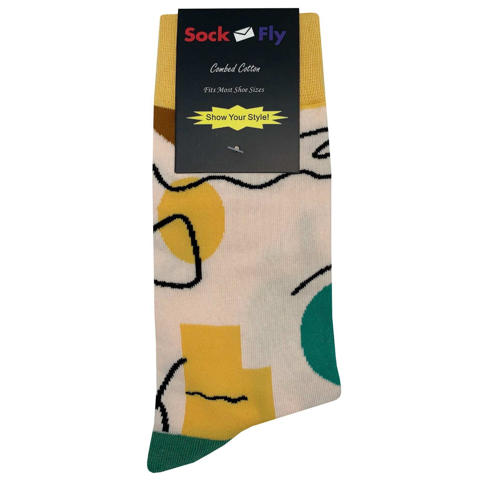 NWT Line Abstraction Dress Socks Novelty Men 8-12 Multicolor Crazy Fun Sockfly