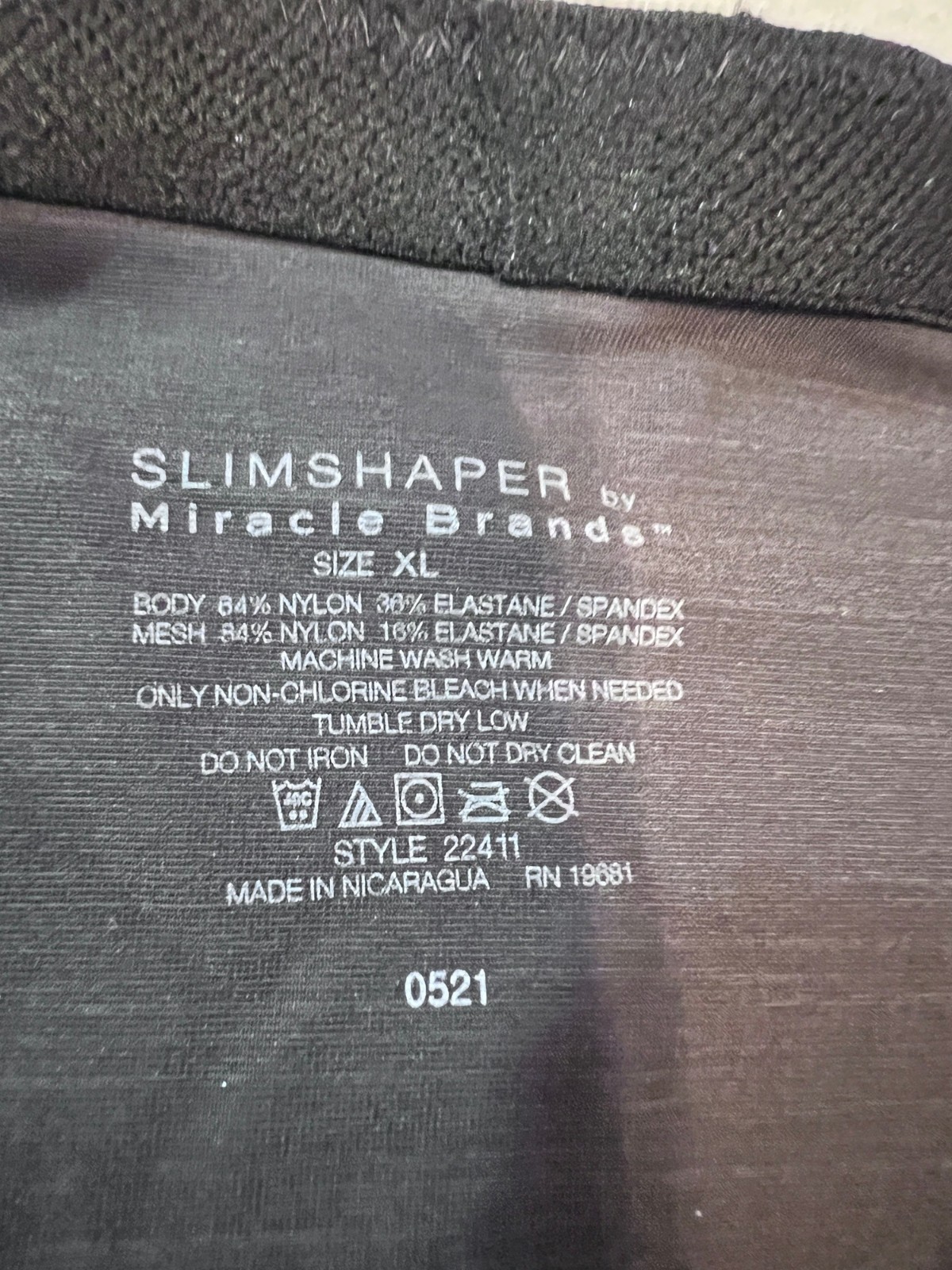 SlimShaper By Miracle Brands SZ XL High-Waist Black Shapewear Bodysuit