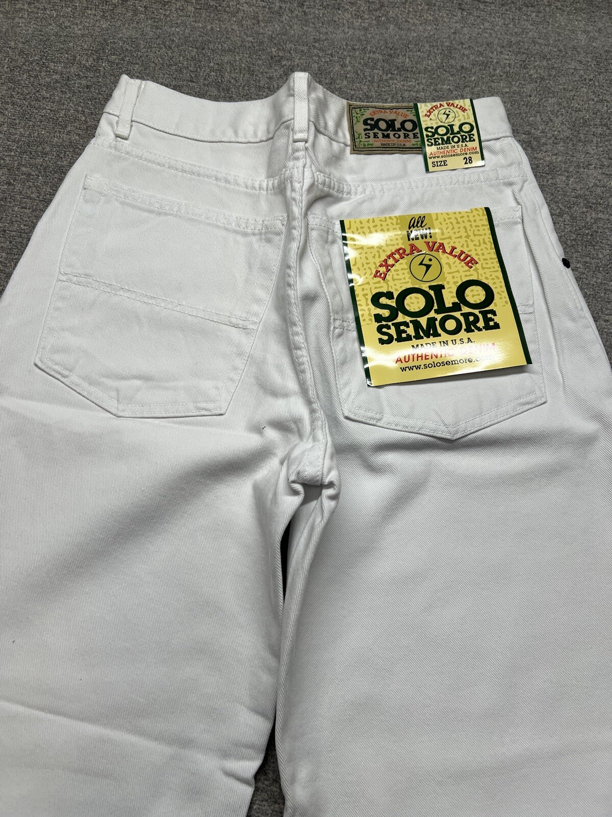Vintage Solo Semore White Jeans Baggy Straight Leg Skater 28×29 USA Made