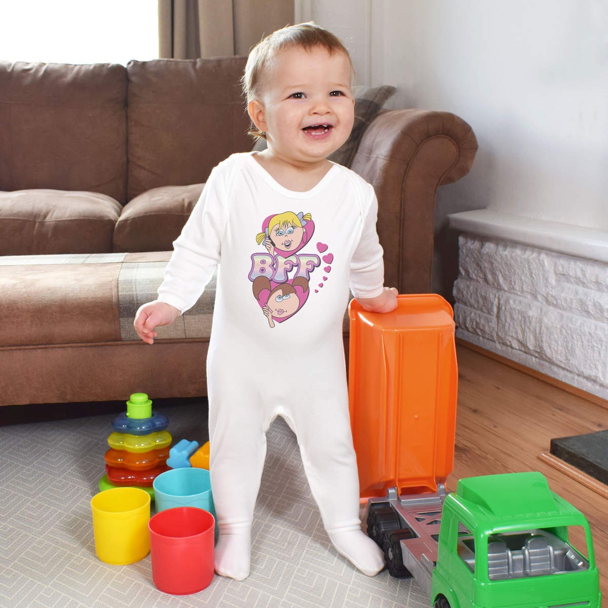 ‘Best Friends Forever’ Baby Romper Jumpsuits / Sleep suits (SS058605)