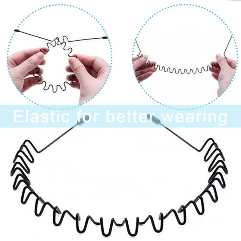 6/1Pcs Fashion Metal Hair Band for Men Women Unisex Black Waved Hair Head Hoop S