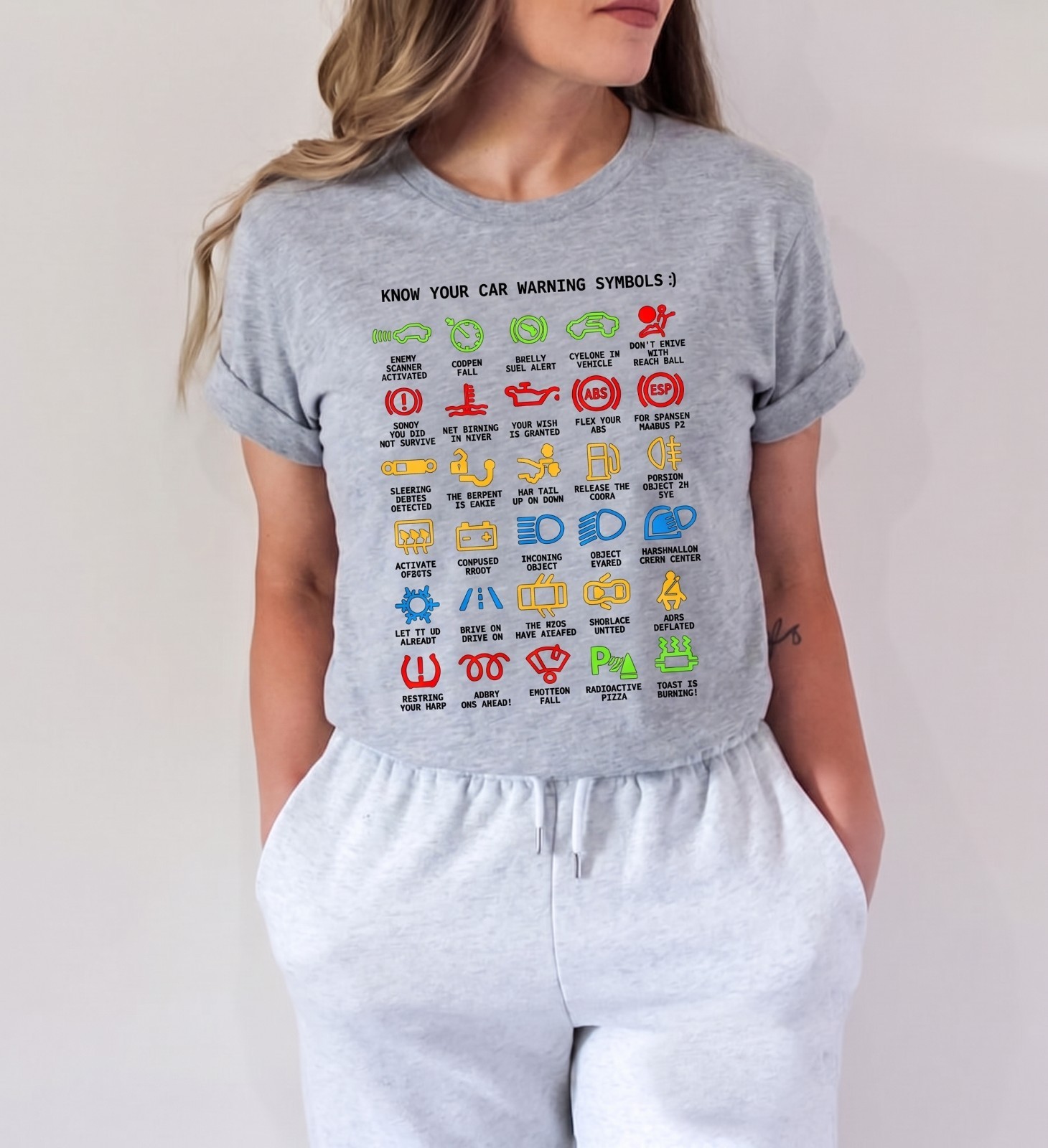 Funny Car Warning Signs Graphic Tee – Unisex Auto Mechanic T-Shirt