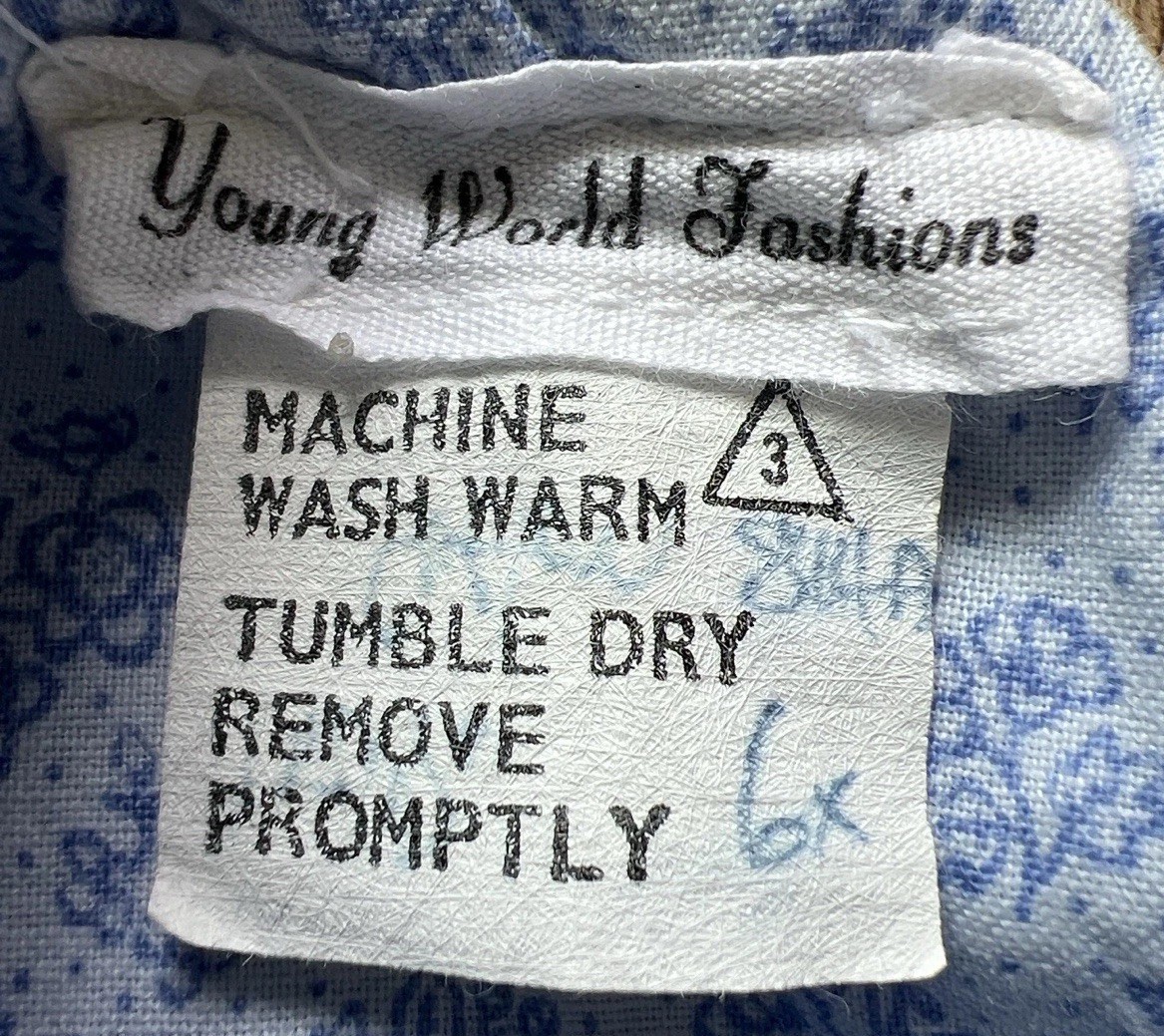 Young World Fashions Blue Floral Smocked Peter Pan Collar Babydoll Dress Size 6