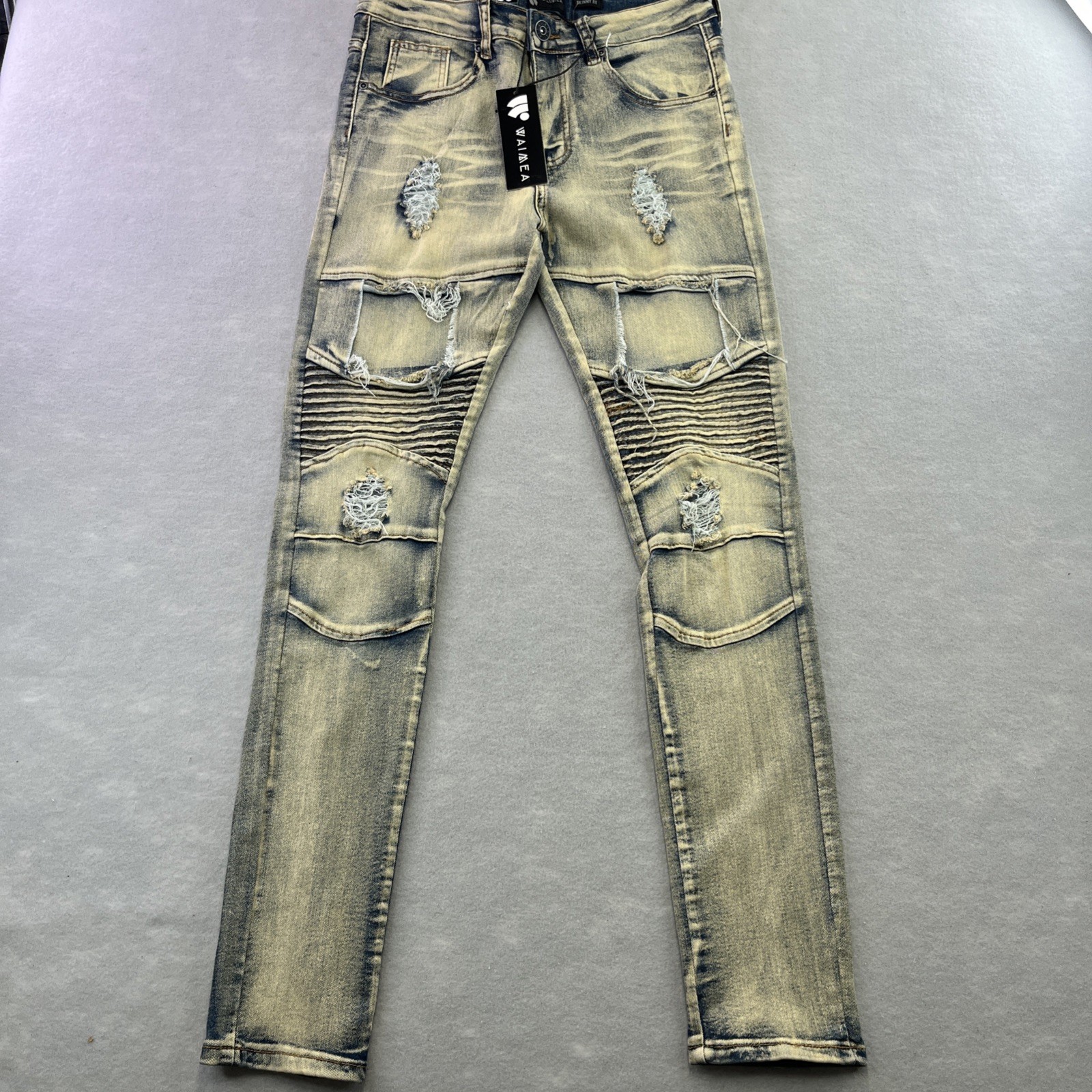 WAIMEA Denim Jeans Mens Size 30 Skinny Fit Distressed Moto NWT