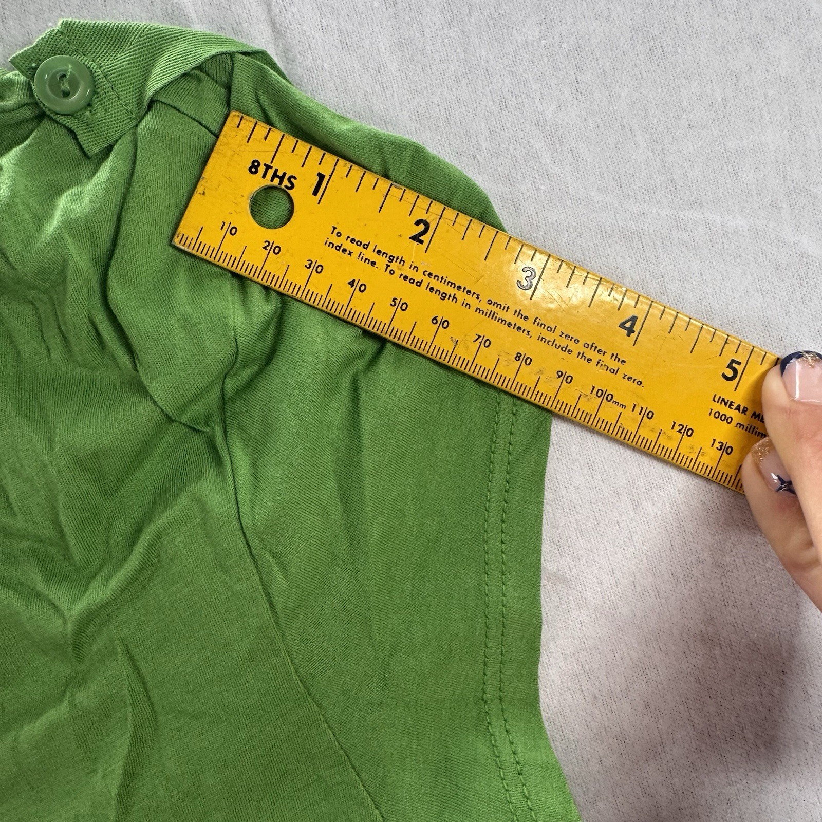 Stephanie b Pima Cotton Lime Green v-neck Button Sleeve Soft Small New A158
